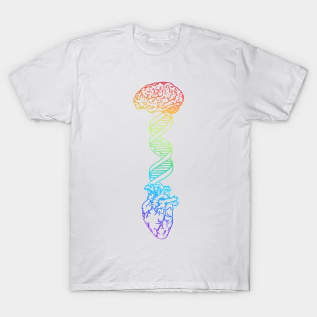 Brain DNA Heart T-Shirt by labstud